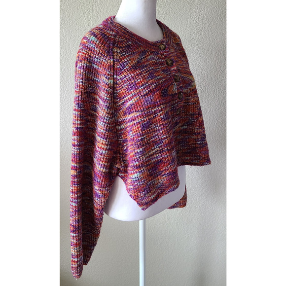 BDG Cropped Henley Womens Sweater Size Medium Tight Knit School Colorful Casual - Picture 7 of 14